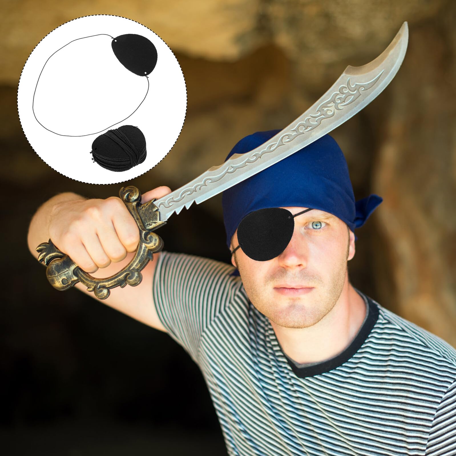 Piraten Augenklappe Schwarz aus Filz mit Halloween Mottoparty