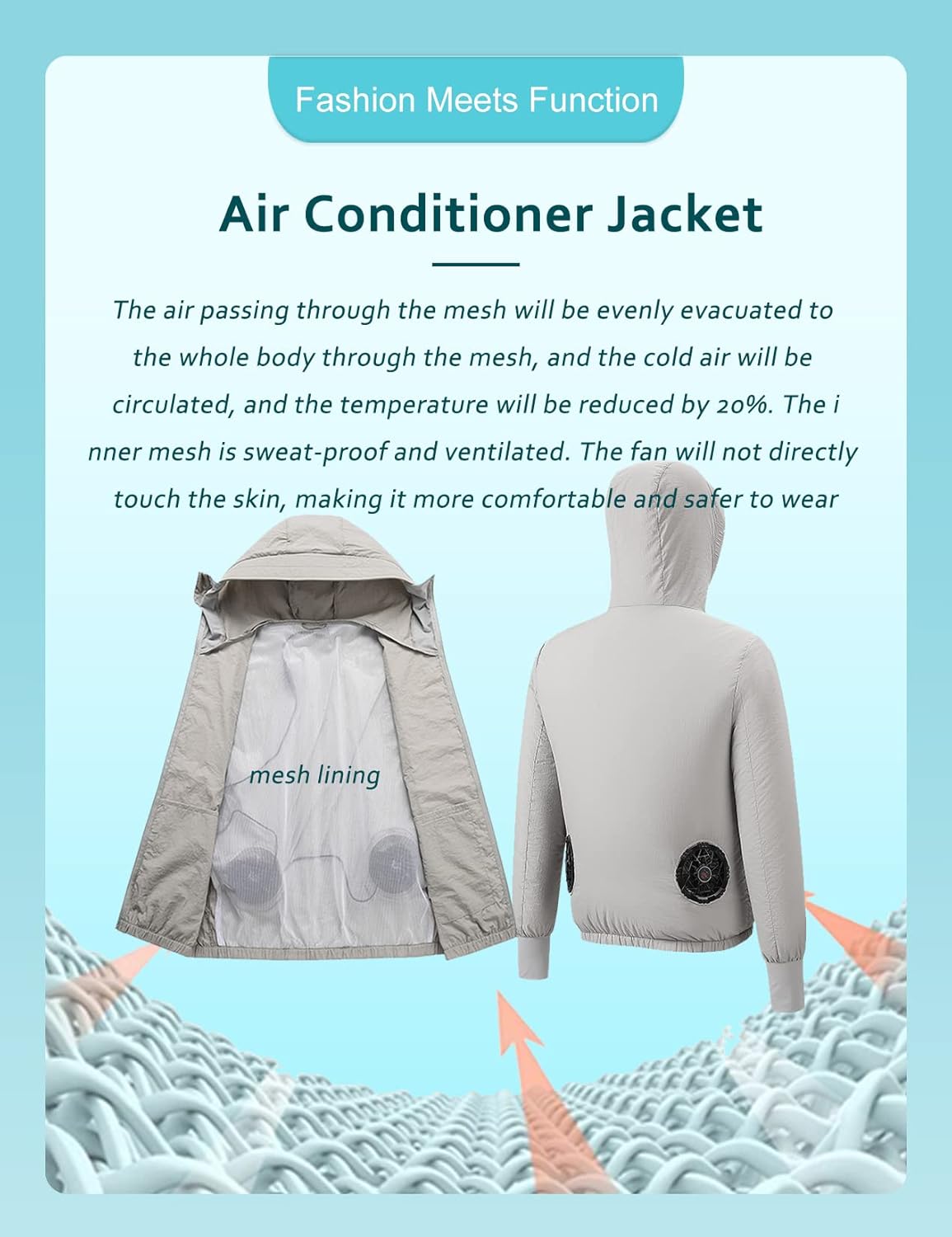 Unisex Cooling Jacket for Men Women - Air Conditioned Clothes with Fans, 3 Speed Adjustable