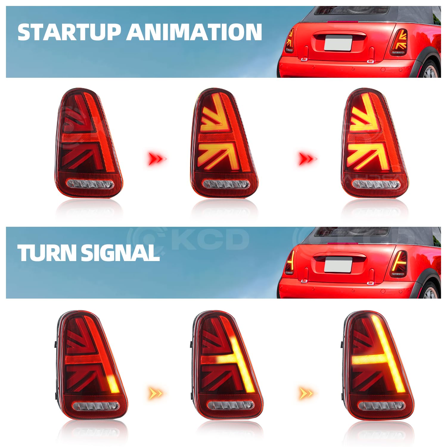LED Conjunto de luces traseras aptas para Mini Hatchback Convertible R50 R52 R53 2001-2007, luz trasera con luz de circulación diurna y señal de giro secuencial