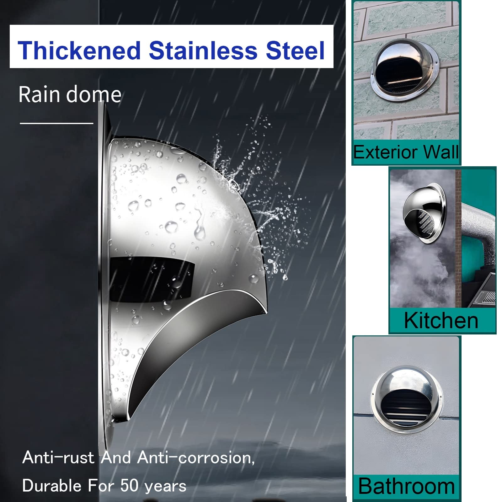 Amazon.co.jp: 換気フード 丸型フード付 304ステンレス製 屋外通気口