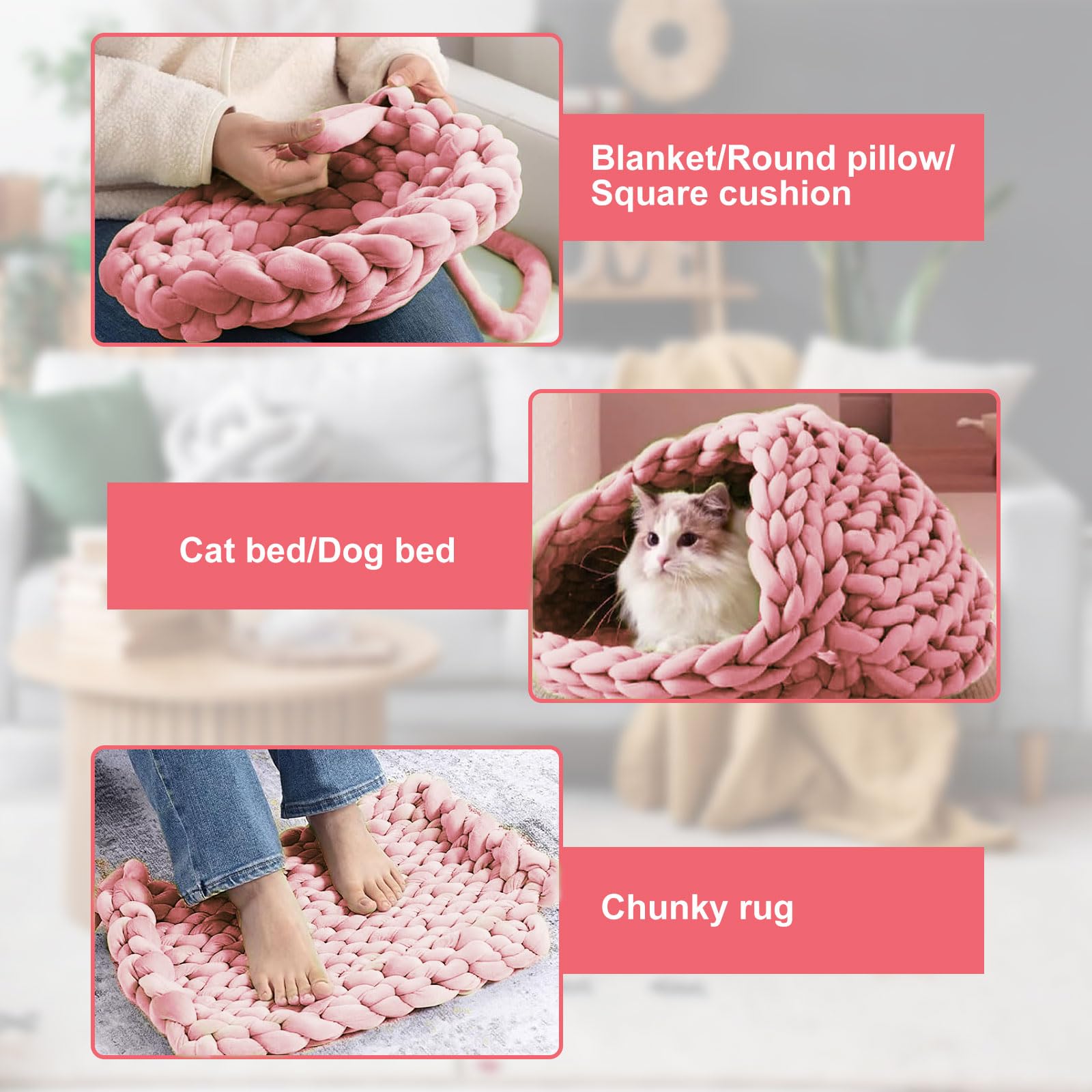 Bechoanigel Lot De 2 Pelotes De Laine épaisse - 500 G - Laine épaisse - Pour Tricot Avec Bras