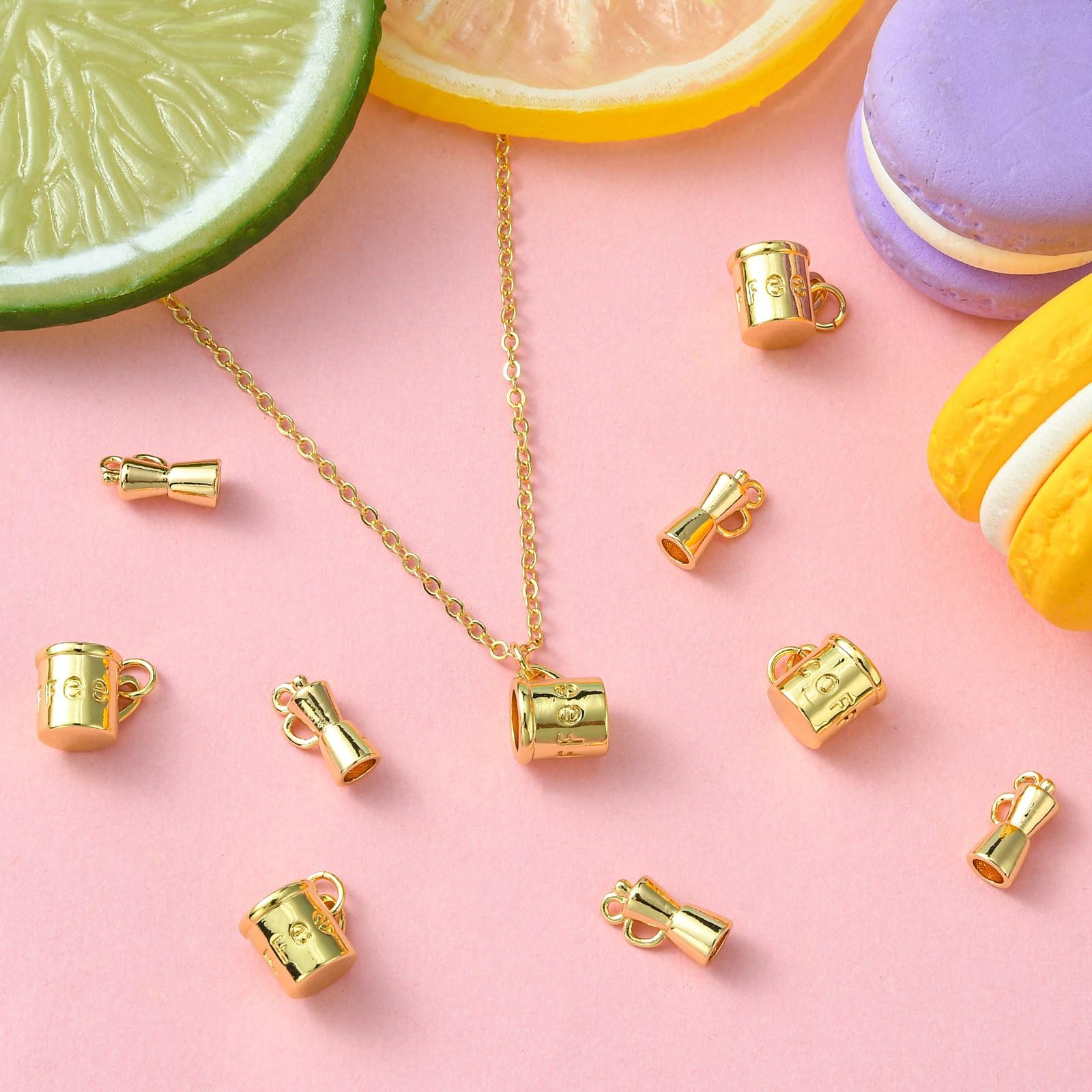 Stiesy 10Pcs 2 Styles 18K Real Gold Plated Coffee Cup Charms Brass Coffee Pot Pendant Charm for Jewellery Making DIY Bracelet Crafts - Image 4