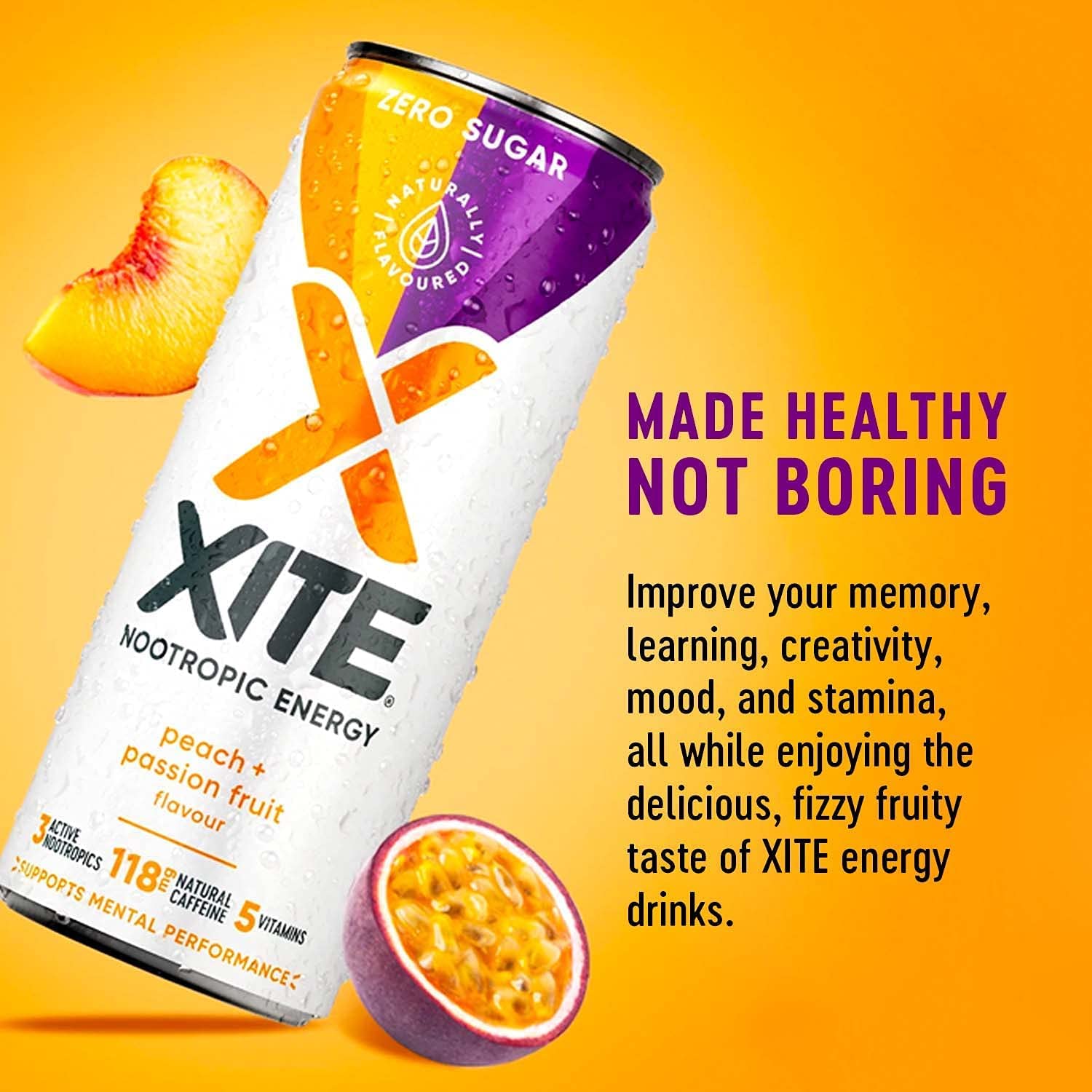 Buy XITE Nootropic Energy Drink, Original (24Pack, 330ml) Vegan Pre