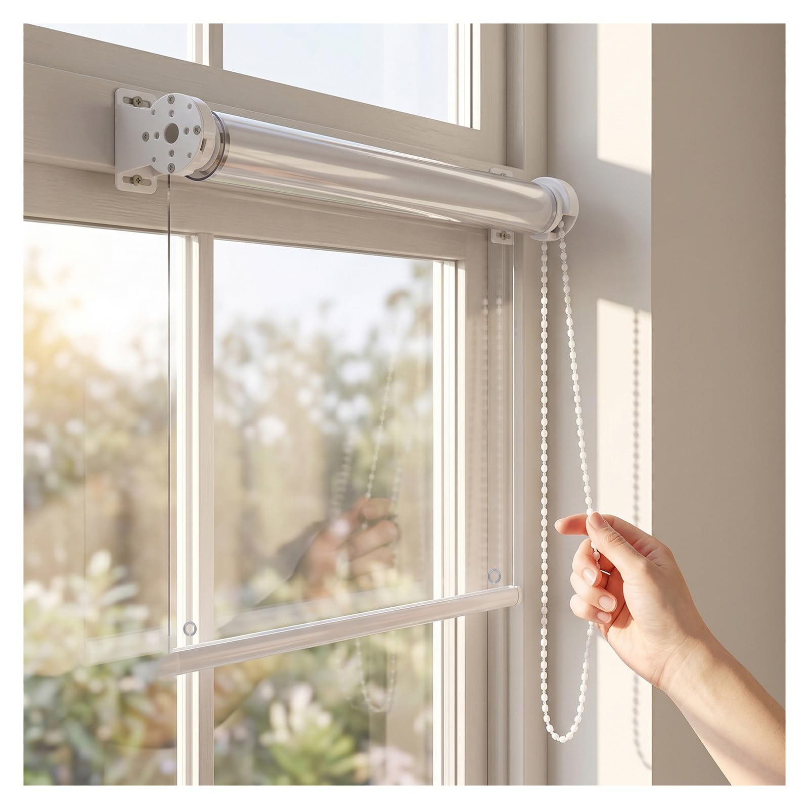 Outdoor clear vinyl roller shades，clear waterproof roll up blinds，clear windproof roller shades，HD Transparent Roll Up Curtain，Windproof & Rainproof Plastic Film(W130*H150cm/W51.18*H59.05in)