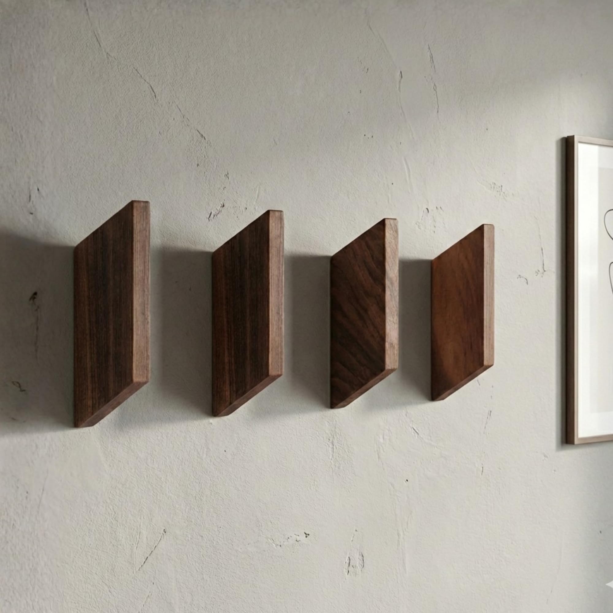 Generisch Moderner Kleider- und Handtuchhalter für Eingangsbereich, Badezimmer, Schrank – moderne Wandhalterung, 3 Stück, Eingangs-Organizer, Wandhaken (Iroko (Afrikanisches Teak)