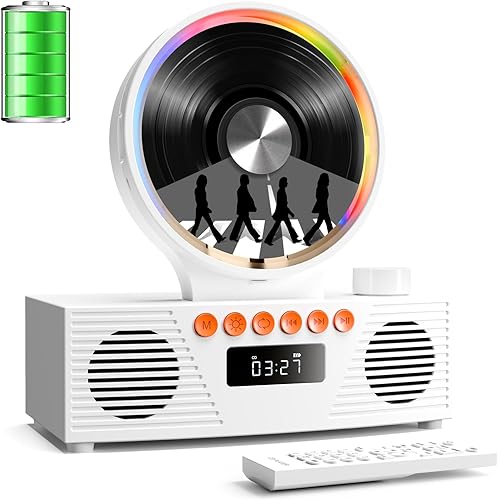 Reproductor de CD portátil retro para decoración del hogar, reproductor de CD con altavoces, Bluetooth/batería/control remoto, reproductores de CD