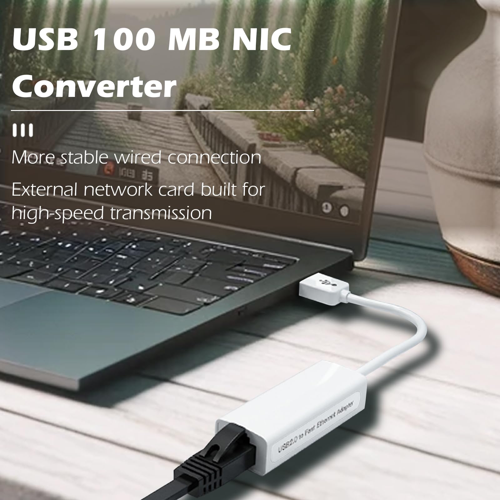 USB Ethernet Network Adapter, Compatible with Laptops and USB 2.0 Devices, for Windows 7 to 11, Vista, All Mac OS X and macOS