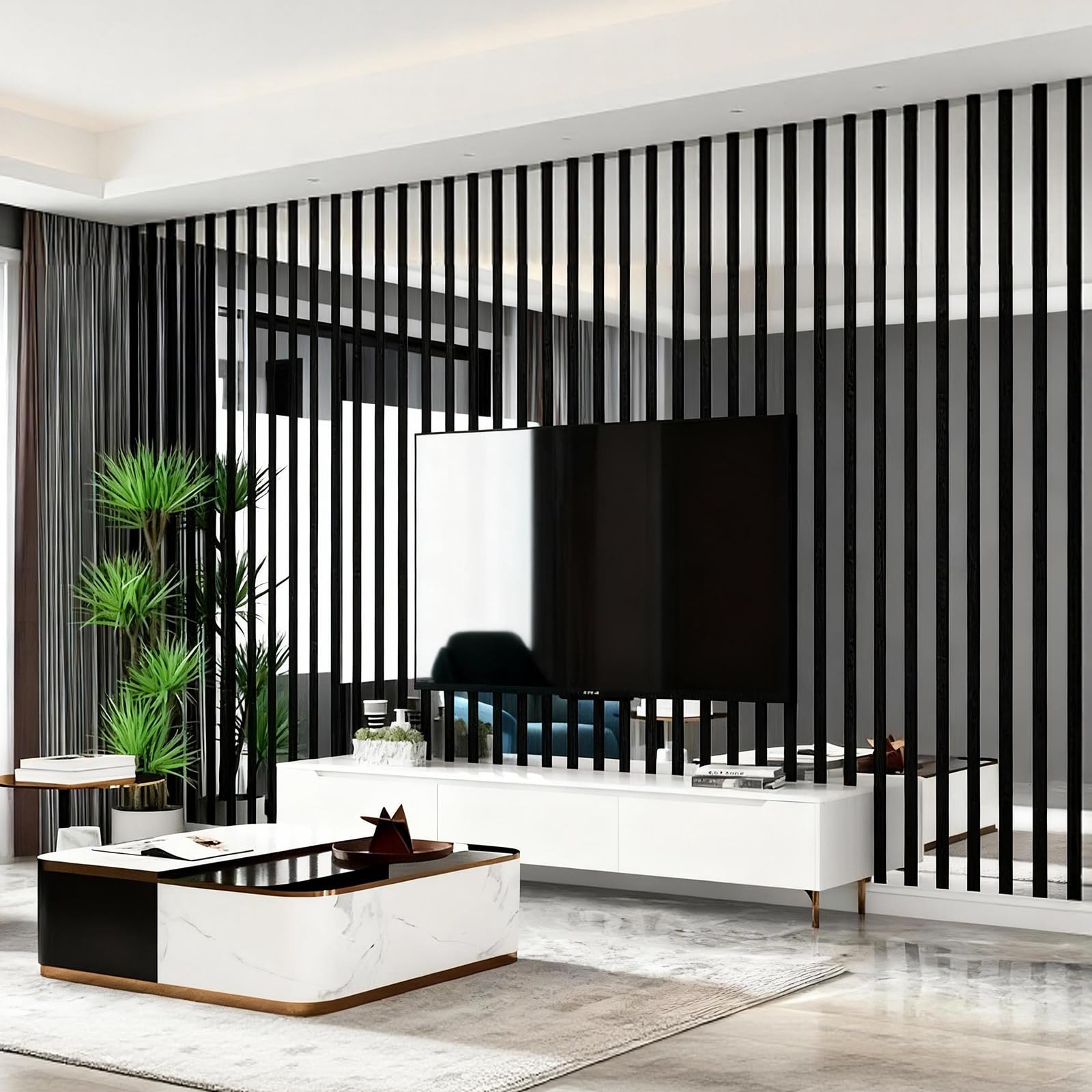 Snewvie Silver Mirrored Self Adhesive Wallpaper, 6mm Thick 3D Striped Mirror Wallpaper Peel and Stick, Waterproof Soundproof Decorative Wall Paper for Living Room Bedroom(3 Roll 40x300cm)