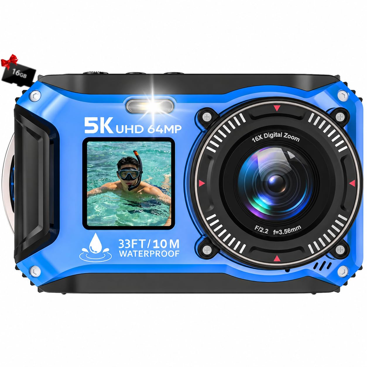 2026年デジカメ5K録画64MP10M防水デュアルスクリーン　定価13980円 Amazon | YISENCE 水中カメラ 5K録画 64MP デジカメ 10M防水 デュアル