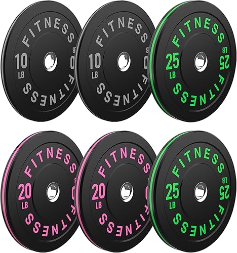 Miniatura 53 de Discos de peso olímpicos de 2 pulgadas y caucho para barras, discos para gimnasio en casa, entrenamiento de fuerza y levantamiento de pesas, 10 a