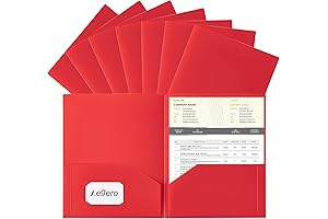 Durable Red Plastic Folders with Pockets (Pack of 7)
