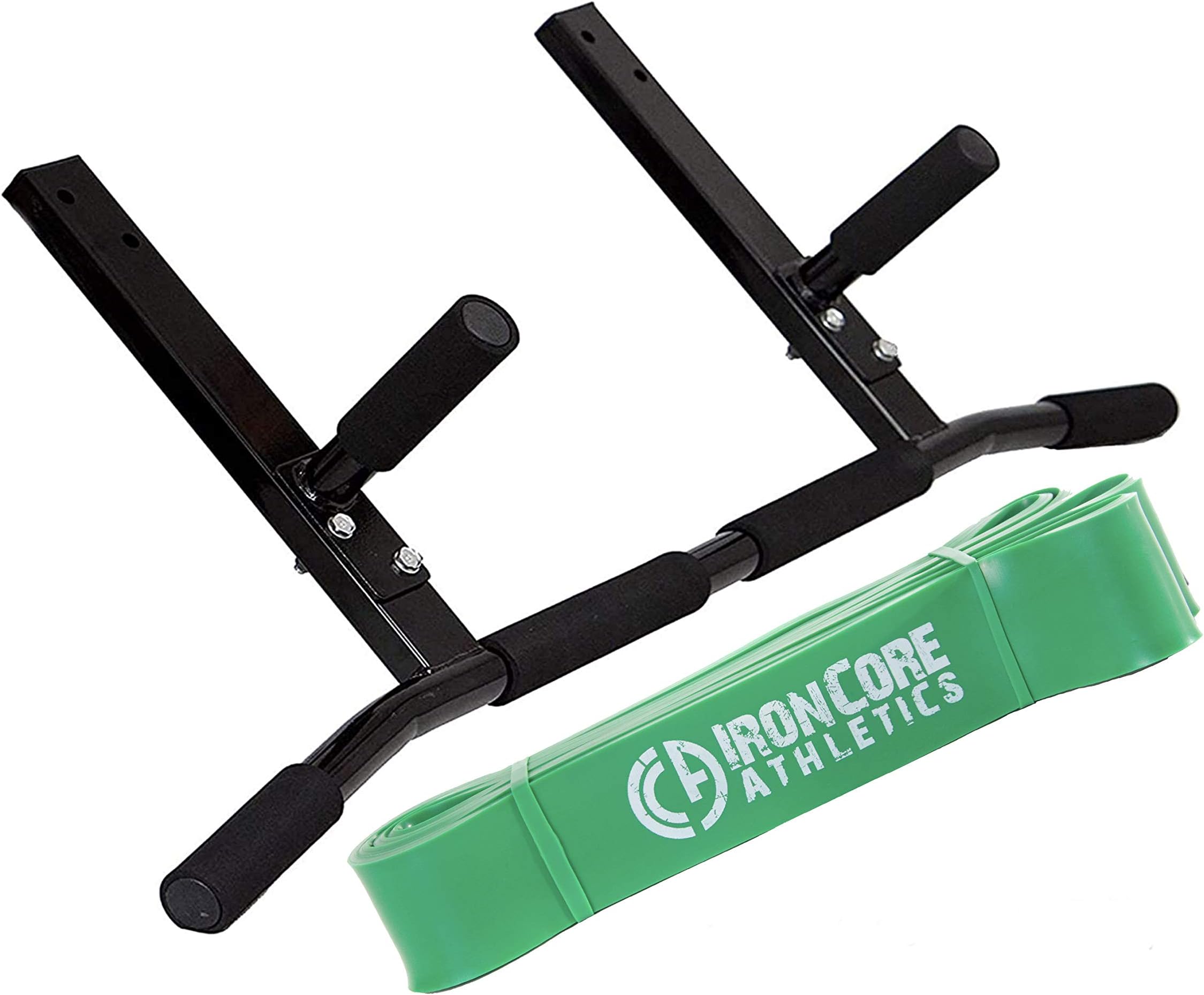 Joist Mount Pull Up Bar with Pull Up Assistance Bands - Commercial Gym Quality Pullup Bar with 41" Loop Exercise Pull-Up Assist Bands