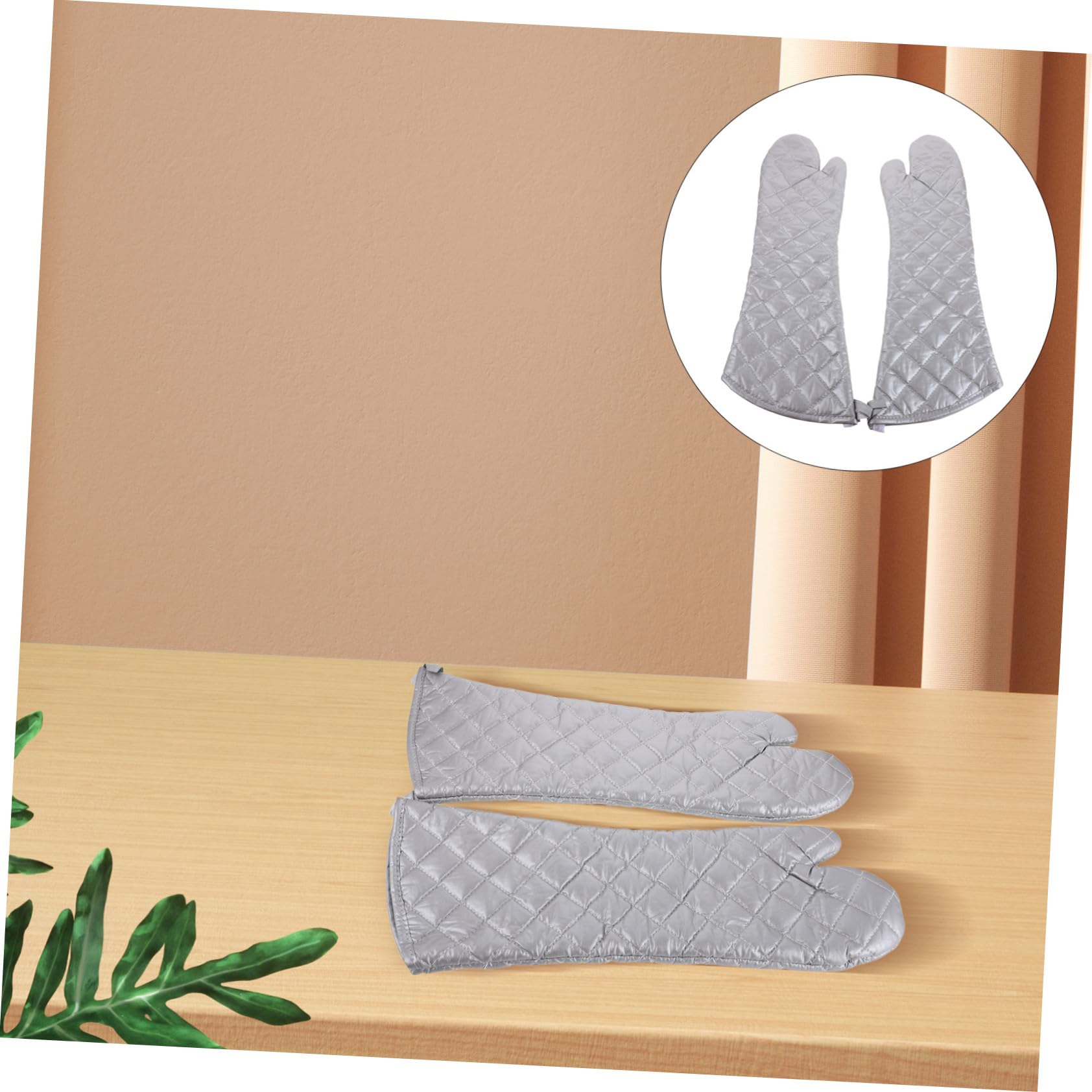 Toyvian Guantes Resistentes al Calor para Horno y Microondas Manoplas Ergonómicas y Flexibles para Cocinar Hornear y Barbacoa Protección Alta Temperatura para Manos de Plateadas Grandes