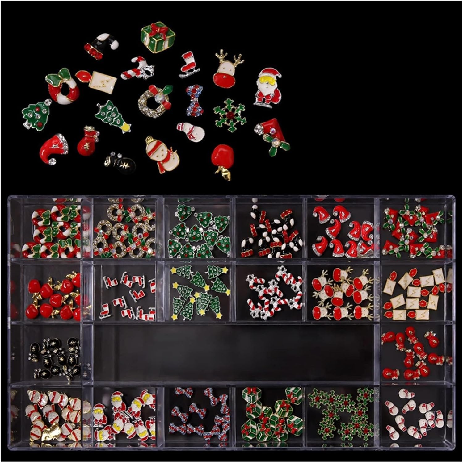 yaoqijie 240pcs/box Christmas Nail Art Styling Metal Alloy 3D Strap Rhinestone Nail Stickers DIY Nail Art Decorations Lasting (Color : 240pcs)