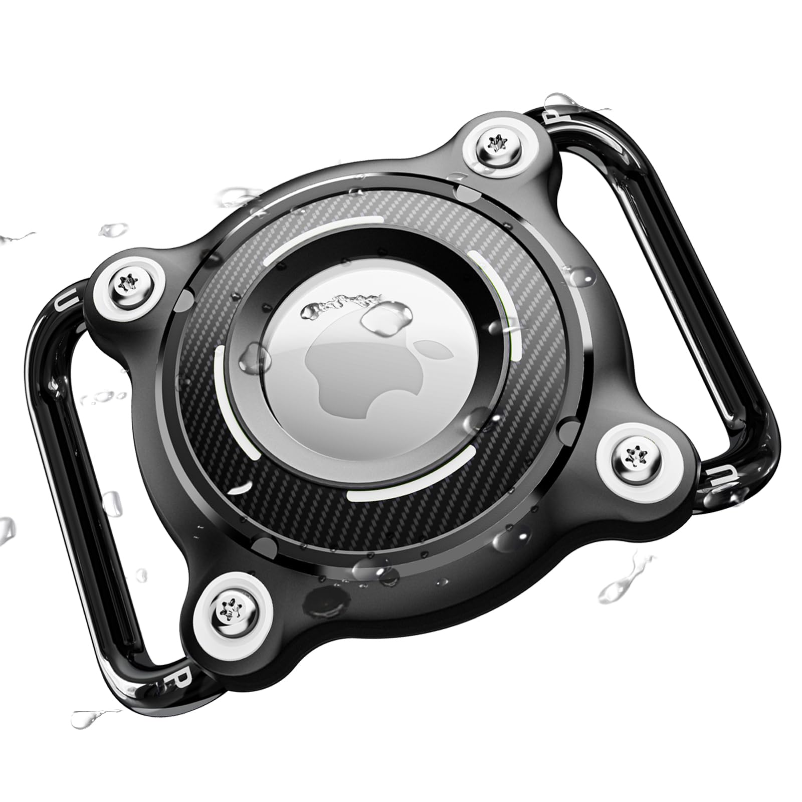 PUP COVE Air tag Dog Collar Holder - Dog Air tag Holder Waterproof, Air tag for Dogs Collar with Removable Metal Loop, Ultra Durable TPU, Lightweight, Fit 1.2'' Width Dogs Air Tags, Black