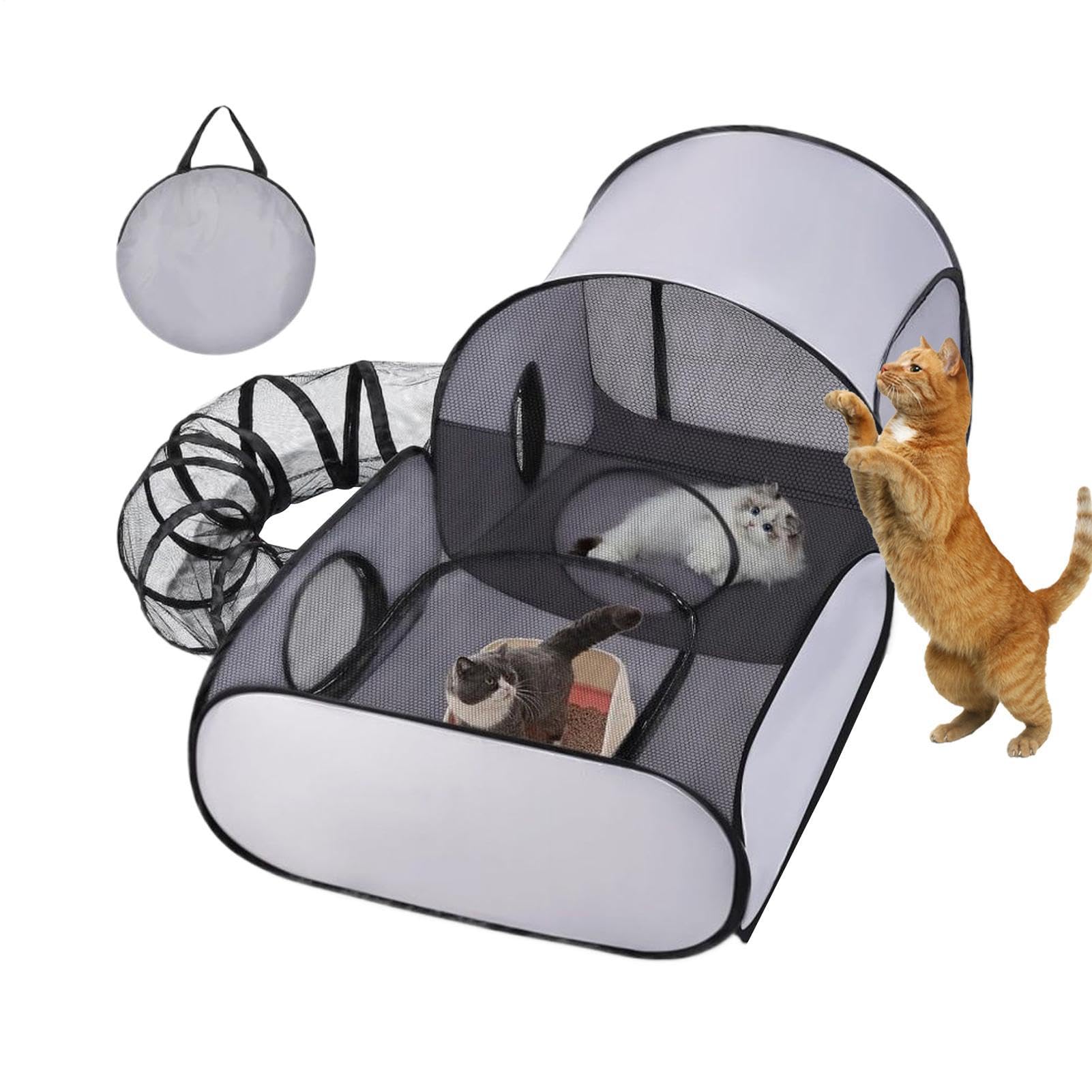 Portable Pet Playpen With Carry Bag, Indoor Outdoor Enclosure Tunnel Dog Play Pen, Breathable Mesh Pet Carrier Kennel For Camping, Travel