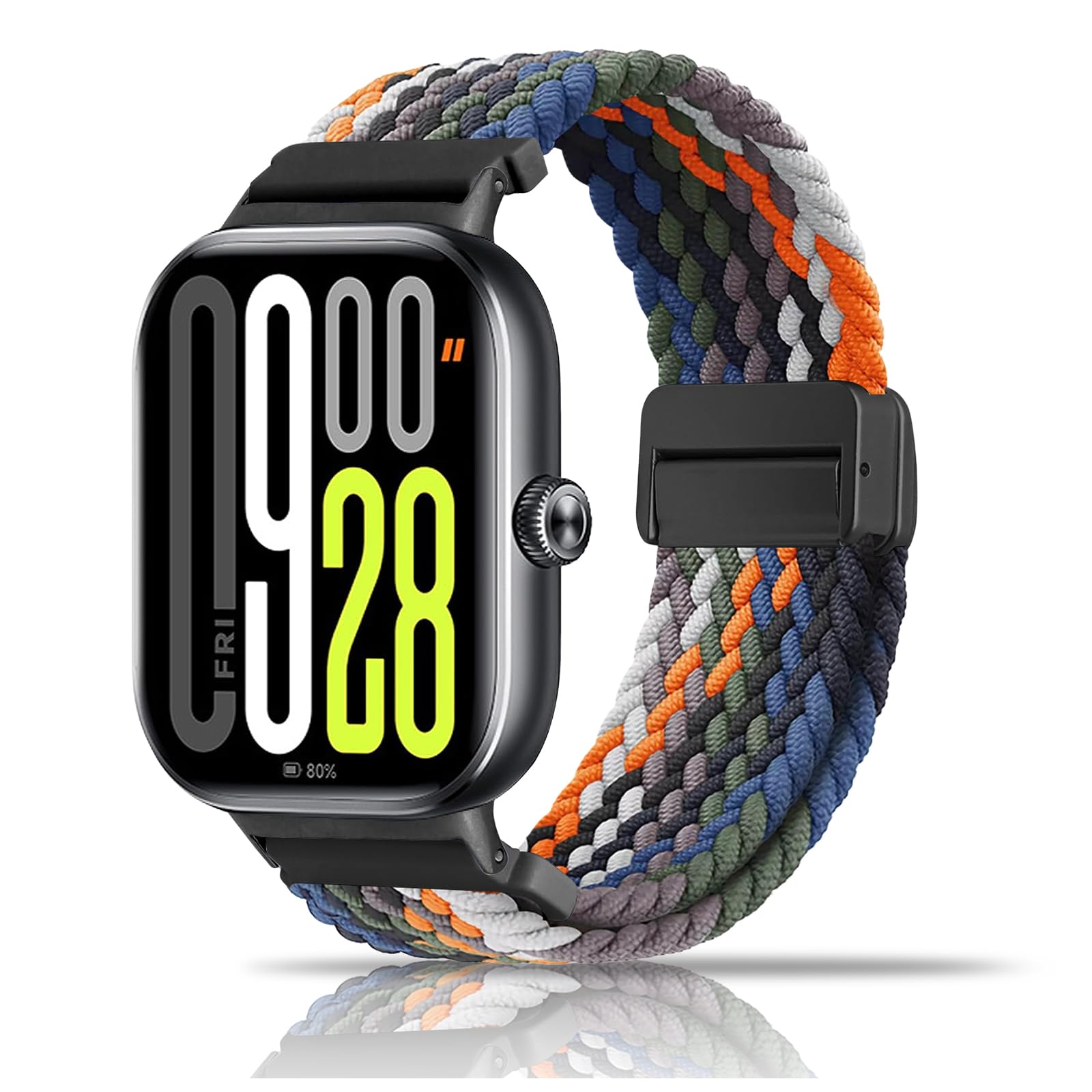 chinbersky Geflochtenes Armband Kompatibel mit Xiaomi Smart Band 8 Pro/9 Pro/Xiaomi Redmi Watch 5/4, Nylon Magnetisch Stoff Elastisches Sport Nylon Ersatzband für Herren Damen