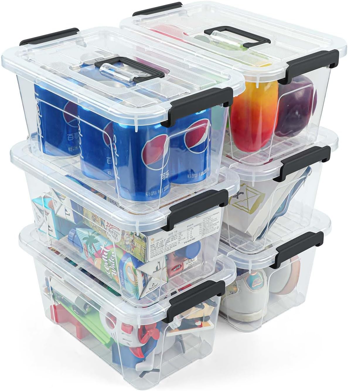 AREYZIN Plastic Storage Box With Lids,7L*6 Storage Boxes with Lids