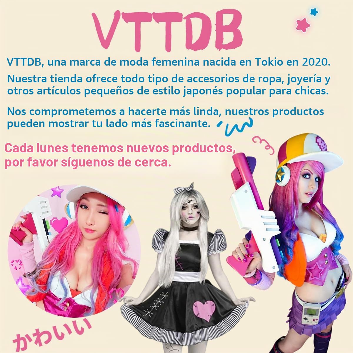 VTTDB Kawaii - Mochila con bonitos accesorios, mochila de viaje para mujer, estilo casual, estética, simple, impermeable, para laptop