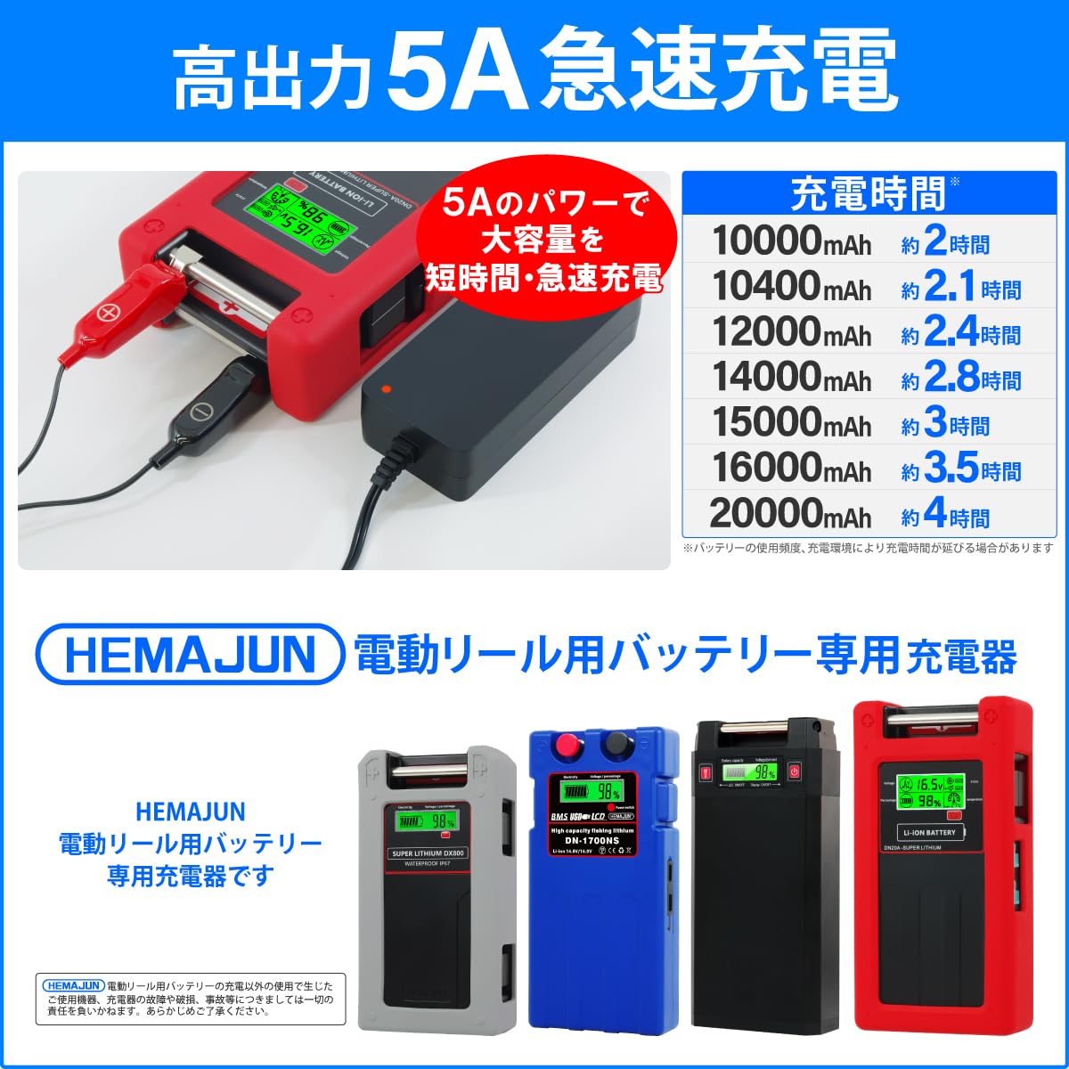 Amazon.co.jp: HEMAJUN (ヘマジュン) 電動リール用バッテリー専用 5A