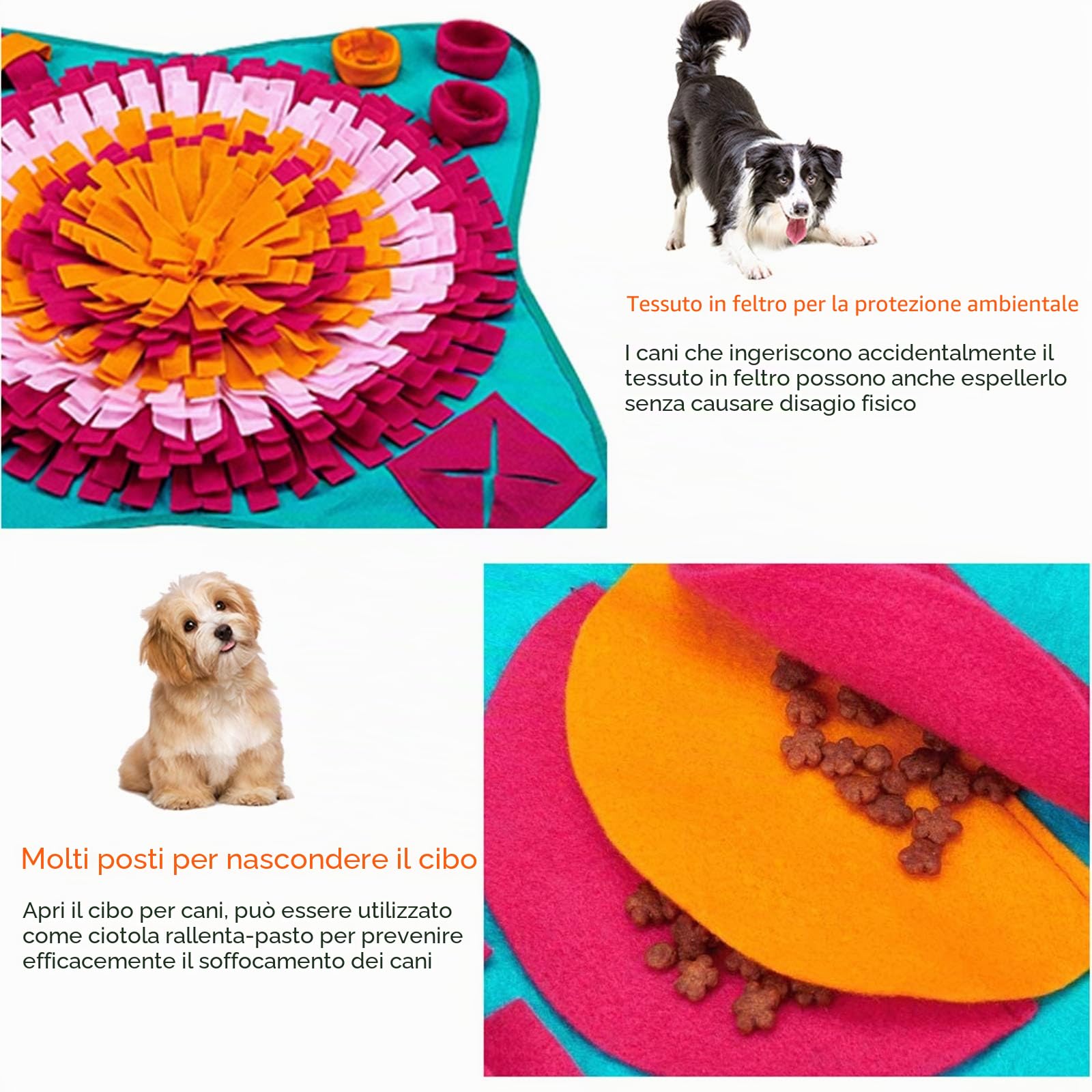 Tappeto Sniffing per Cani, Snuffle Mat per Addestramento, Giochi Interattivi e Alleviare lo Stress - Tappetino Puzzle