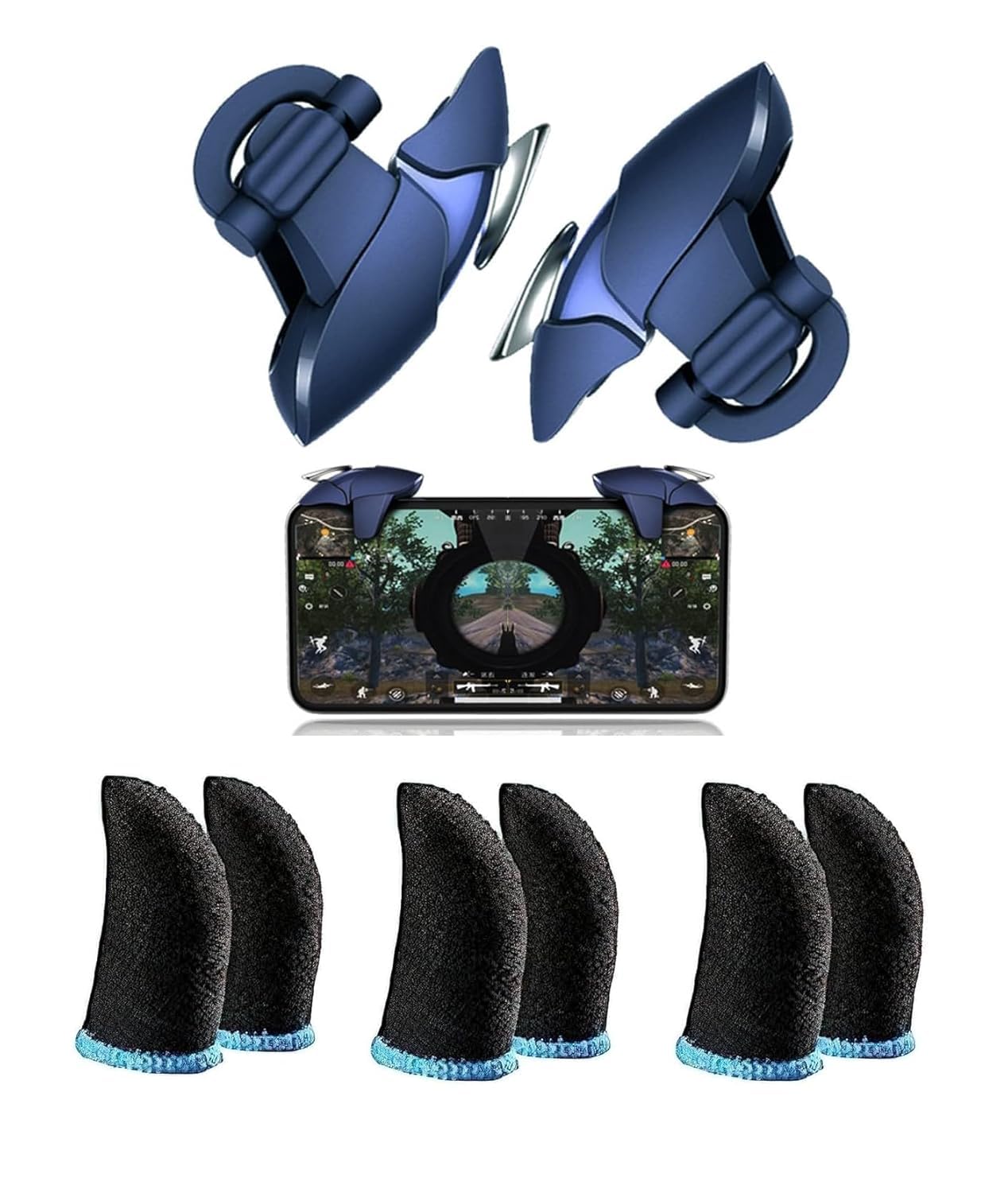 Premium PUBG Mobile Gaming Trigger Fire and Aim Button Game Shooter, Sensitive Shoot for PUBG| Free FIRE| Call of Duty| BGMI Compatible with All Smartphones -(with Shark)-3 Pair Sleeves-image-6