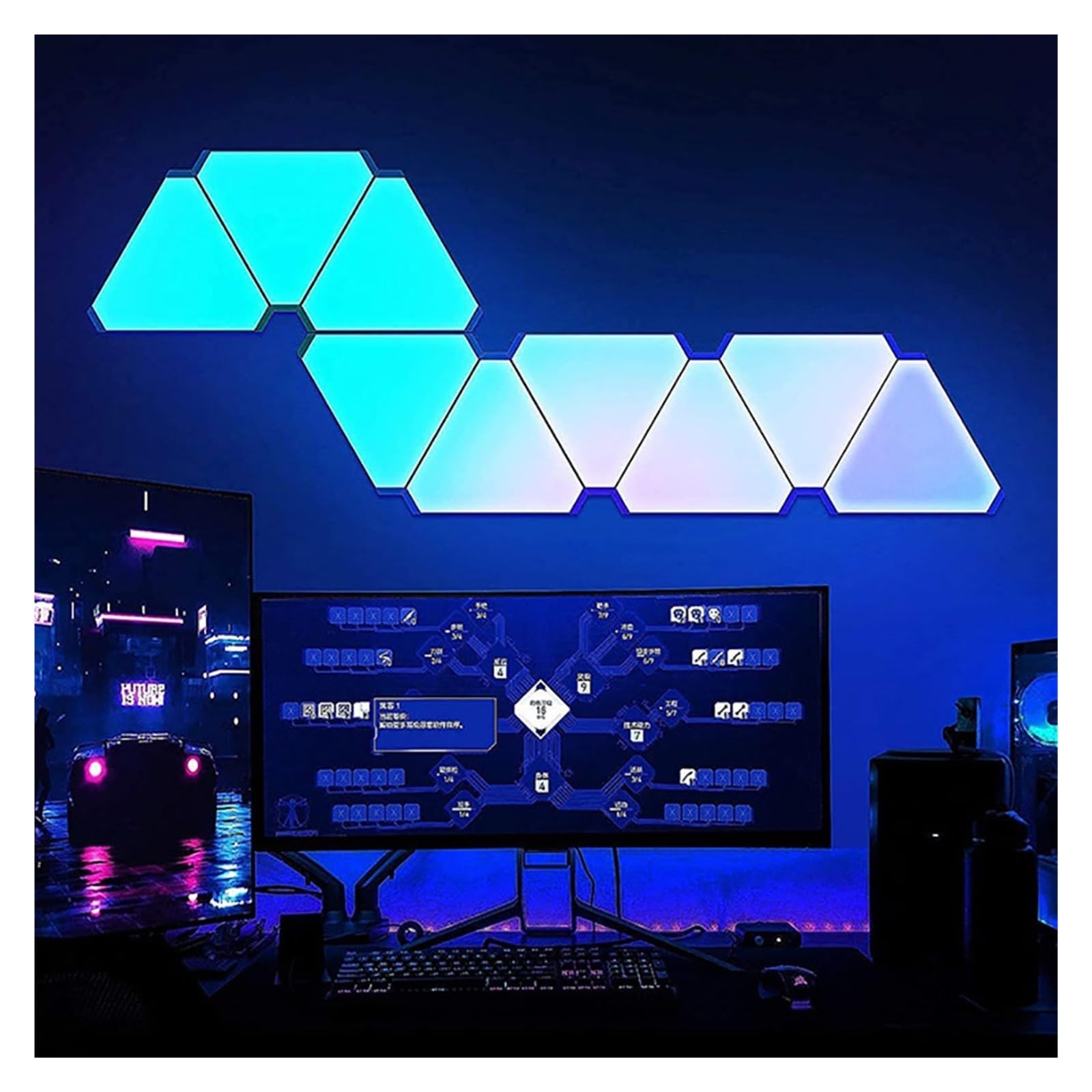 Trójkątna Lampa Kwantowa LED RGB, Ścienna, Inteligentny Odbiór Rytmu, Światło Tła Do Sypialni, Lampka Nocna, Dekoracja Biura CiepłA I Komfortowa Atmosfera(12 PCS,WiFi APP No Plug)