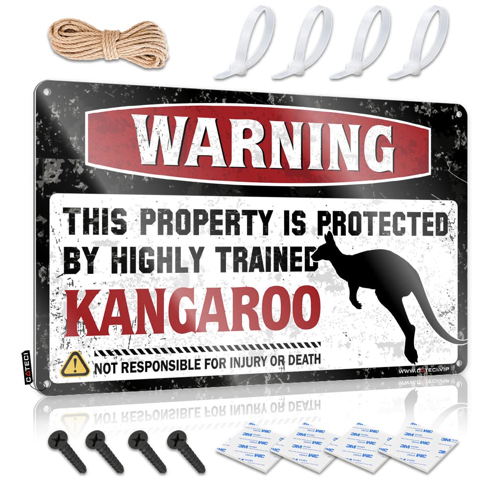 Tin Metal Bar Signs Warning This Property Is Protected By A Highly Trained Kangaroo Tin Sign Stuff For Boys Room Stuff For Boys Room(30X40CM)