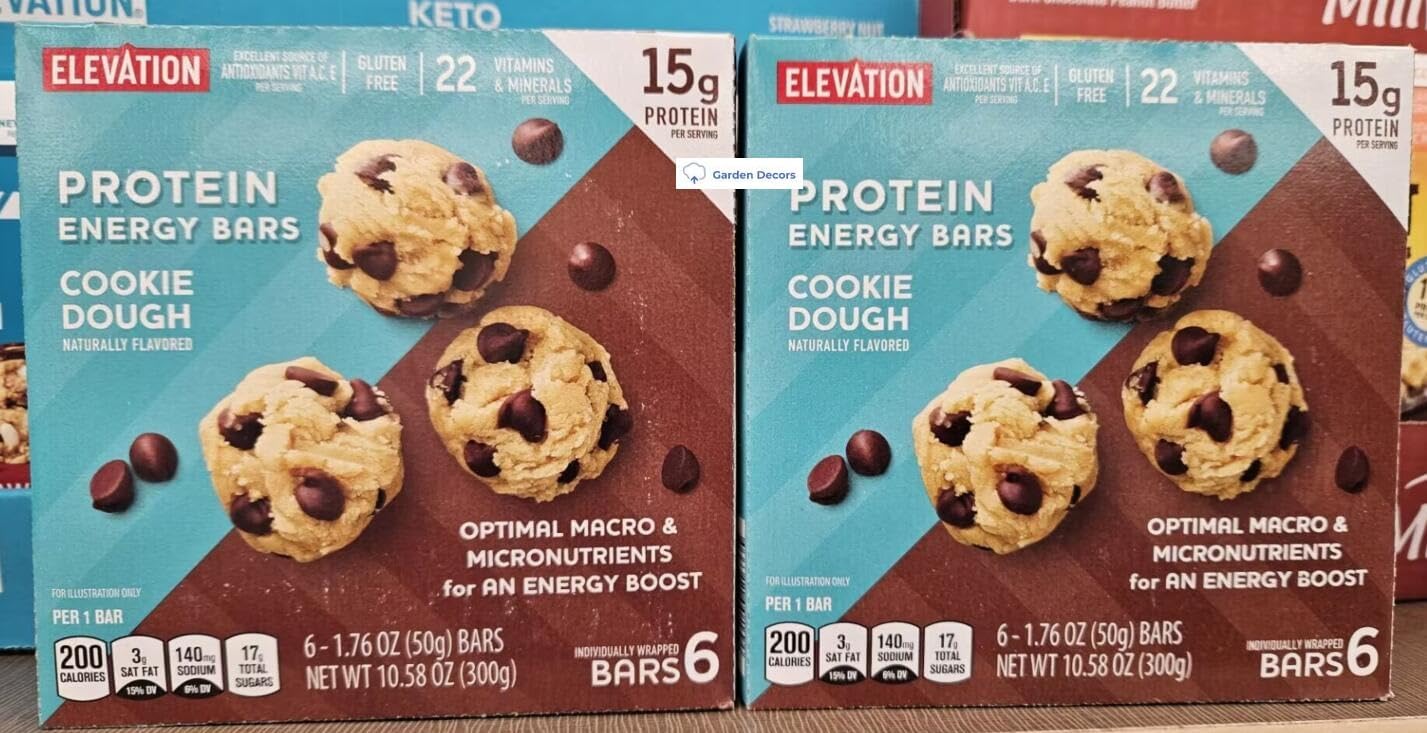 Elevation Protein Energy Bars Cookie Dough 10.58oz 300g (Two Bars)