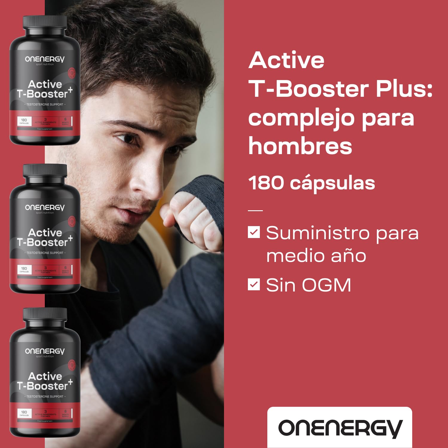 Active T-Booster Plus – Complejo para hombres – 180 cápsulas – Zinc, tribulus terrestris y ácido D-aspártico – Energía y fuerza – Suministro para 6 meses