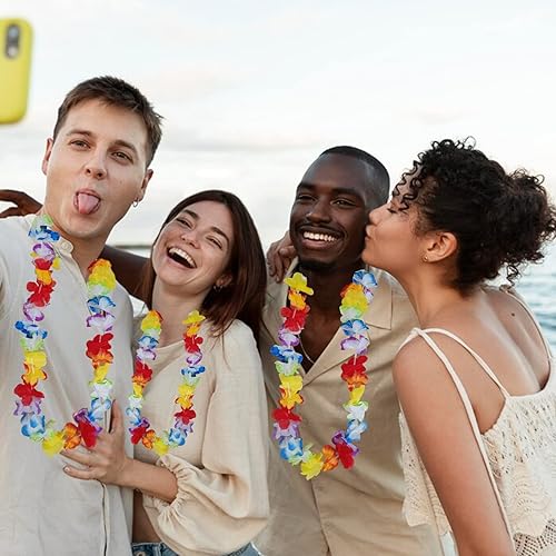 Miniatura 2 de Leis for Luau Party - 24 unidades Leis de flores gruesas y exuberantes para fiestas Luau, graduaciones, cumpleaños y bodas en la playa