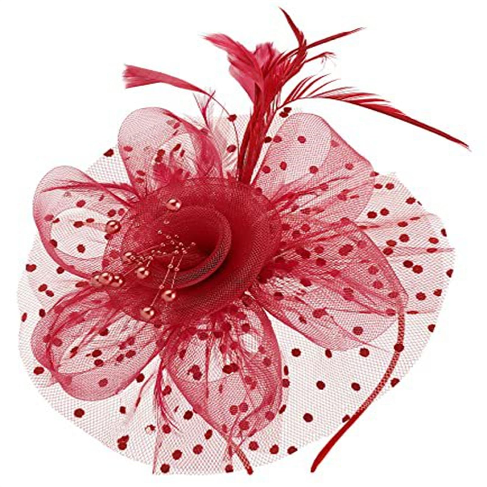 Fentency Feathered Headpiece Women Mesh Hat Hair Band Headband Wedding Accessories Feathered Headband Hat Party Hairpiece