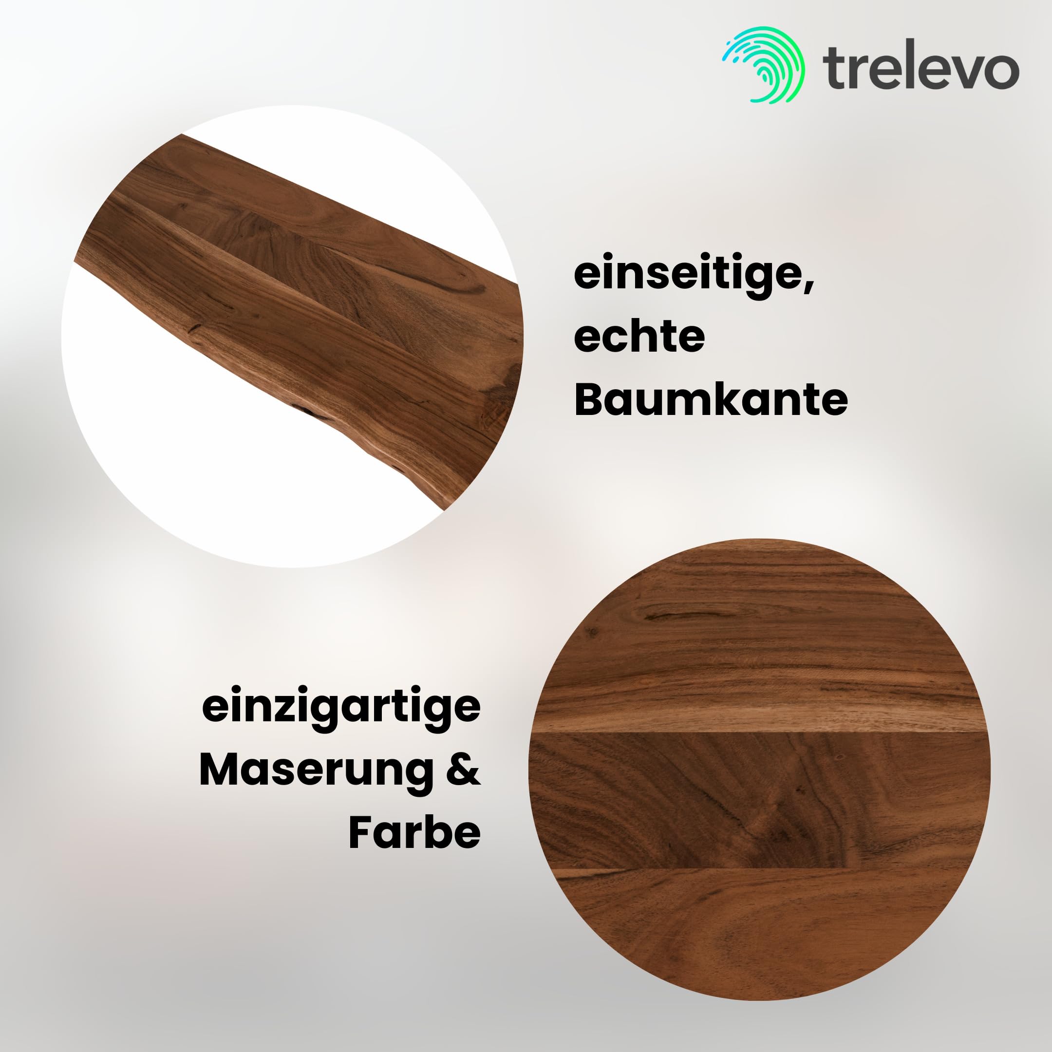 Holzplatte 30x30 cm, Akazienholz massiv 26mm, Tischplatte nussbaumfarben, Baumkantenplatte für Regale und Rückenlehne Bank, einseitige Baumkante
