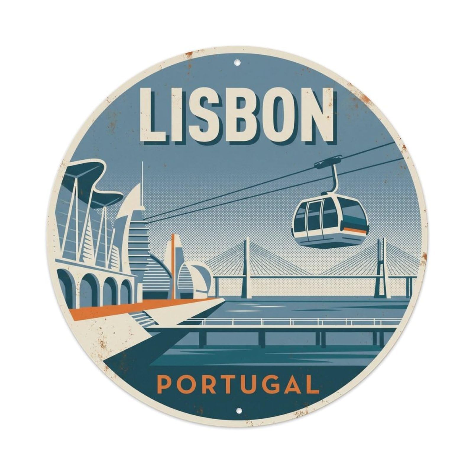 Olyhtr 8X8inch Classic Style Portugal Travel Lisbon Parque Das Nacoes Metal Tin Sign
