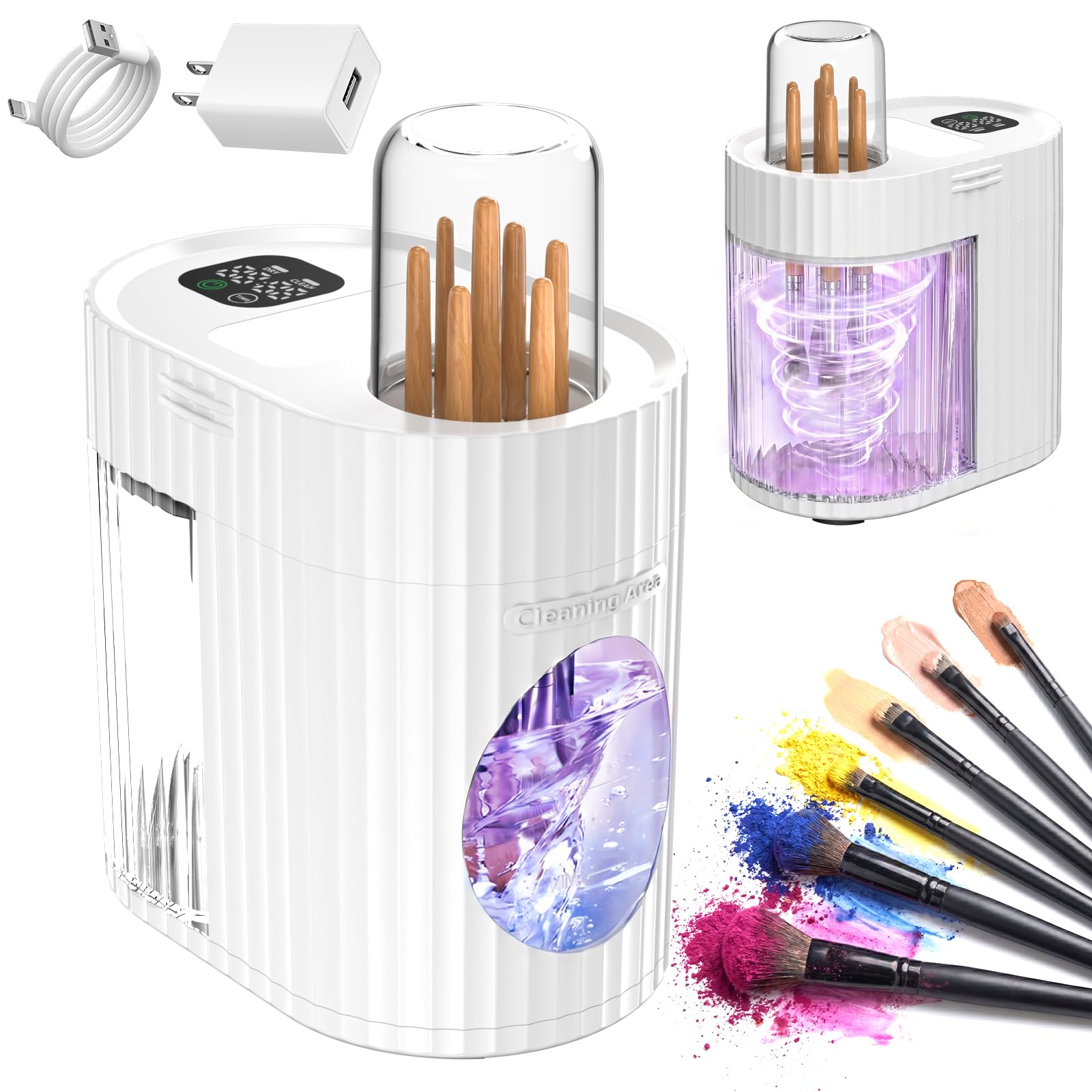 CloudValley Automatischer Elektrischer Makeup Pinselreiniger, 3-in-1 Tiefenreinigung, Trocknung und Aufbewahrung, Geräuscharmes Tragbares Gerät für Schönheitspinsel