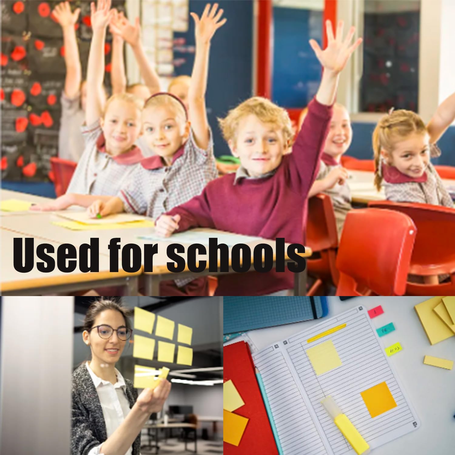 7500 Blatt Super Sticky Notes, Packung mit 100 Blöcken, 75 Blatt pro Block, 76x76 mm,Gelb Haftnotizen-Extra-stark klebende Notizzettel für Notizen,To-Do-Listen und Erinnerungen,Büro, Schule,Familie