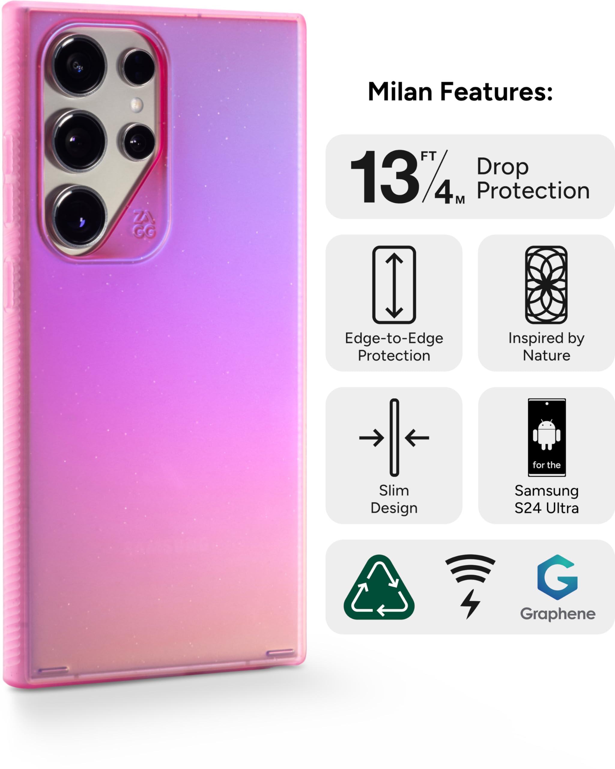Amazon.com: ZAGG Milan Samsung Galaxy S24 Ultra Case - Semi