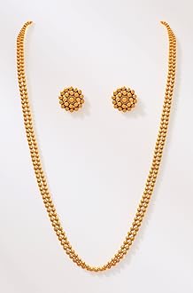 JFL - Jewellery for Less Traditional Ethnic One Gram Gold Plated Beaded Necklace Set with Earring for Women and Girls