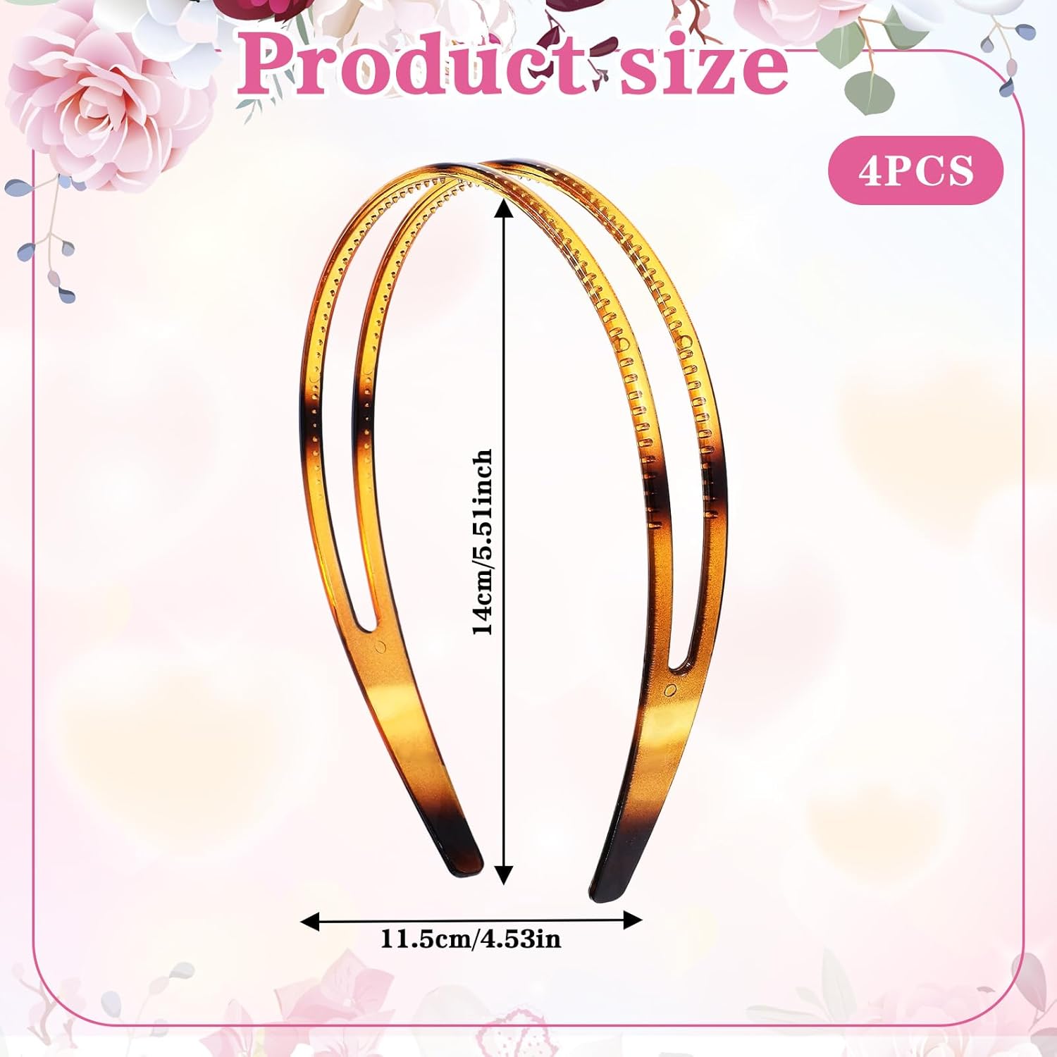 Sibba 4PCS Plastic Hairband Double Row Teeth Comb Headbands for Women Non Slip Hair Band with Tooth Headwear Fashion Simple Hair Hoop Headband Hairbands Hairs Accessory for Slicked Back (Black, Brown) - Image 3