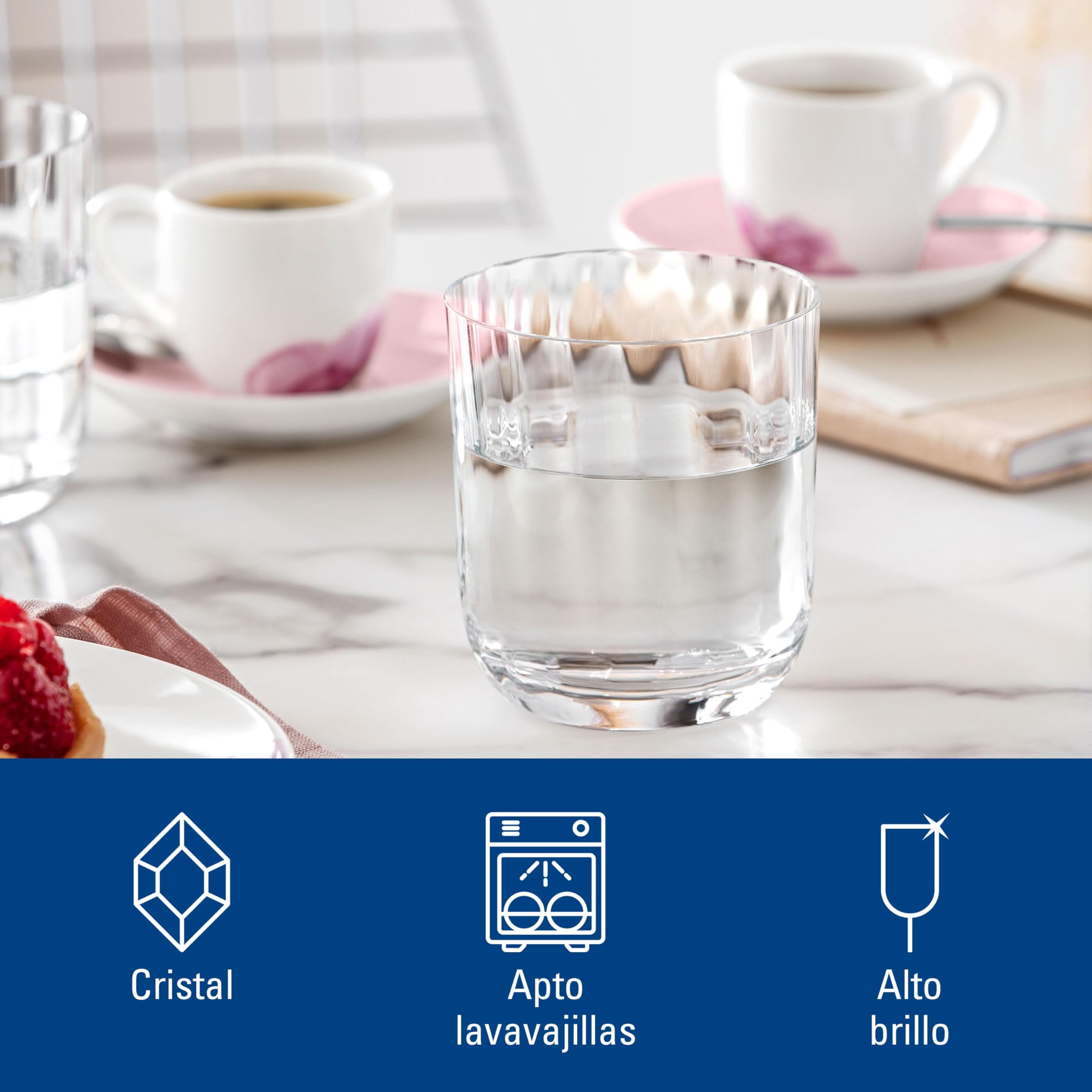 Villeroy & Boch – Rose Garden Vaso Juego De 4 Claro, Apto Para Lavavajillas, Vasos De Agua De Cristal, Set Vasos, Copas De Agua, Vidrio De Cristal