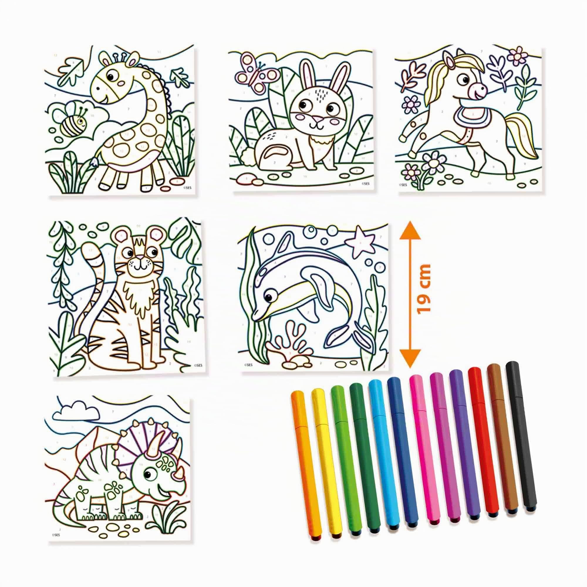 Ses Creative – Marqueurs à Points XXL – 6 Pages à Colorier – Lavables – Dès 3 Ans – Art Facile Pour Enfants