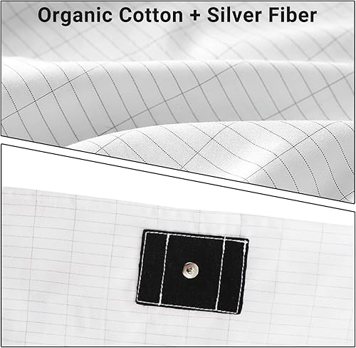 Miniatura 3 de Grounding Sheets - Sábanas de medio tamaño para un mejor sueño, 95% algodón de alta calidad + 5% fibra plateada, sábana encimera de conexión a