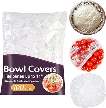 Lagincig 100Pcs Bowl Covers for Bread Proofing - Large Plastic Wrap for Food Sourdough Baking Bread Rising Elastic Reusable Plate Covers Outdoor Indoor Picnic Food Fresh Keeping Bags