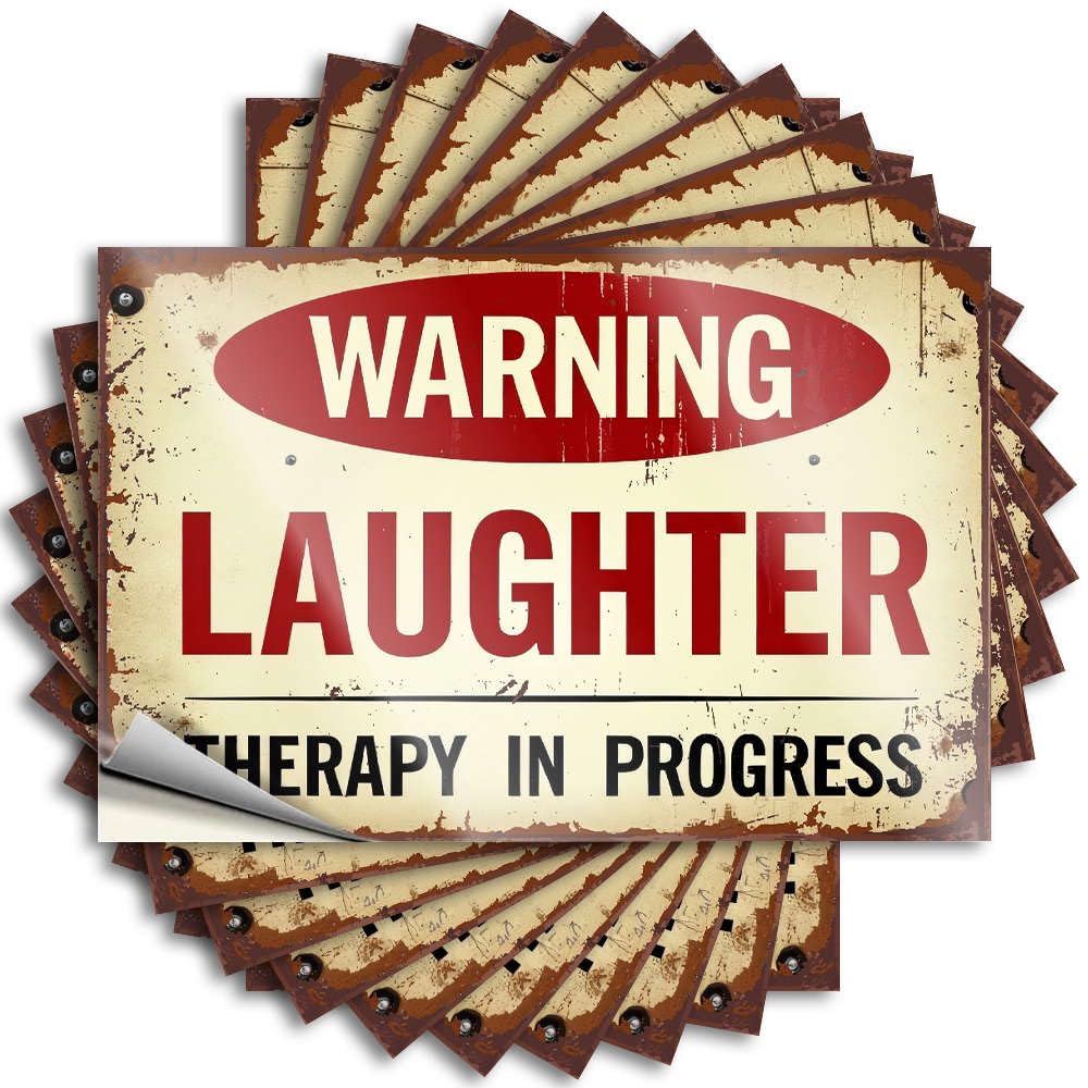 Front Door Decorations Bumper Quote | Warning: Laughter Therapy in Progress. Core for Standing Decor(8X12CM)