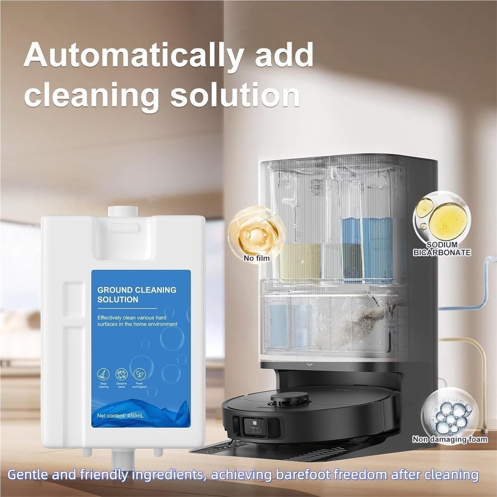 Limpiador De Pisos Multisuperficie 450ml, Compatible con Dreame L20 Ultra/L30 Ultra/L10 Prime/X10/X10 Pro/X20 Pro Plus, Solución De Limpieza Robot Mopa