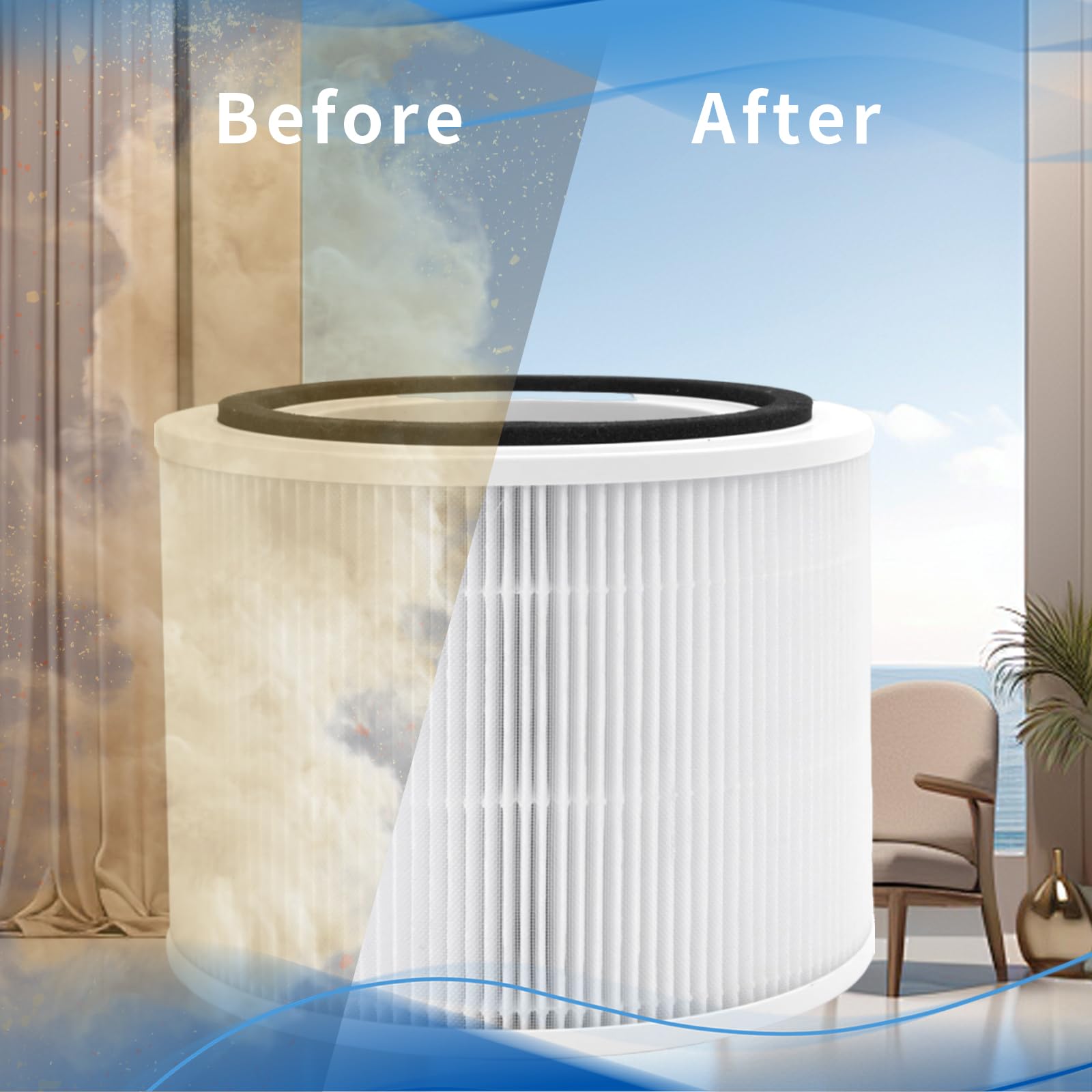 Paquete de 4 filtros de repuesto H14 True HEPA para purificador de aire Puro 240, filtro de repuesto True HEPA 3 en 1 con filtración de carbón activado de alta eficiencia
