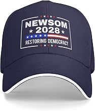 Newsom 2028 Hats Restoring Democracy Newsom for President Baseball Cap Navy Blue