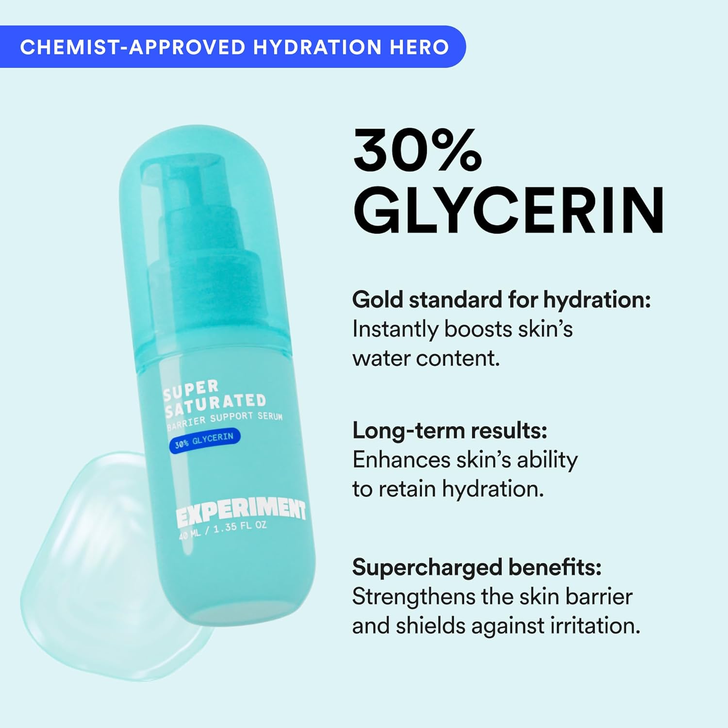 Experiment Super Saturated Ultra Hydrating Barrier Serum - 30% Glycerin, Polyglutamic Acid + Prickly Pear for Intensive Moisture, Plump + Dewy Skin, 1.35 FL OZ - Hydrating Serum for All Skin Types - Image 7