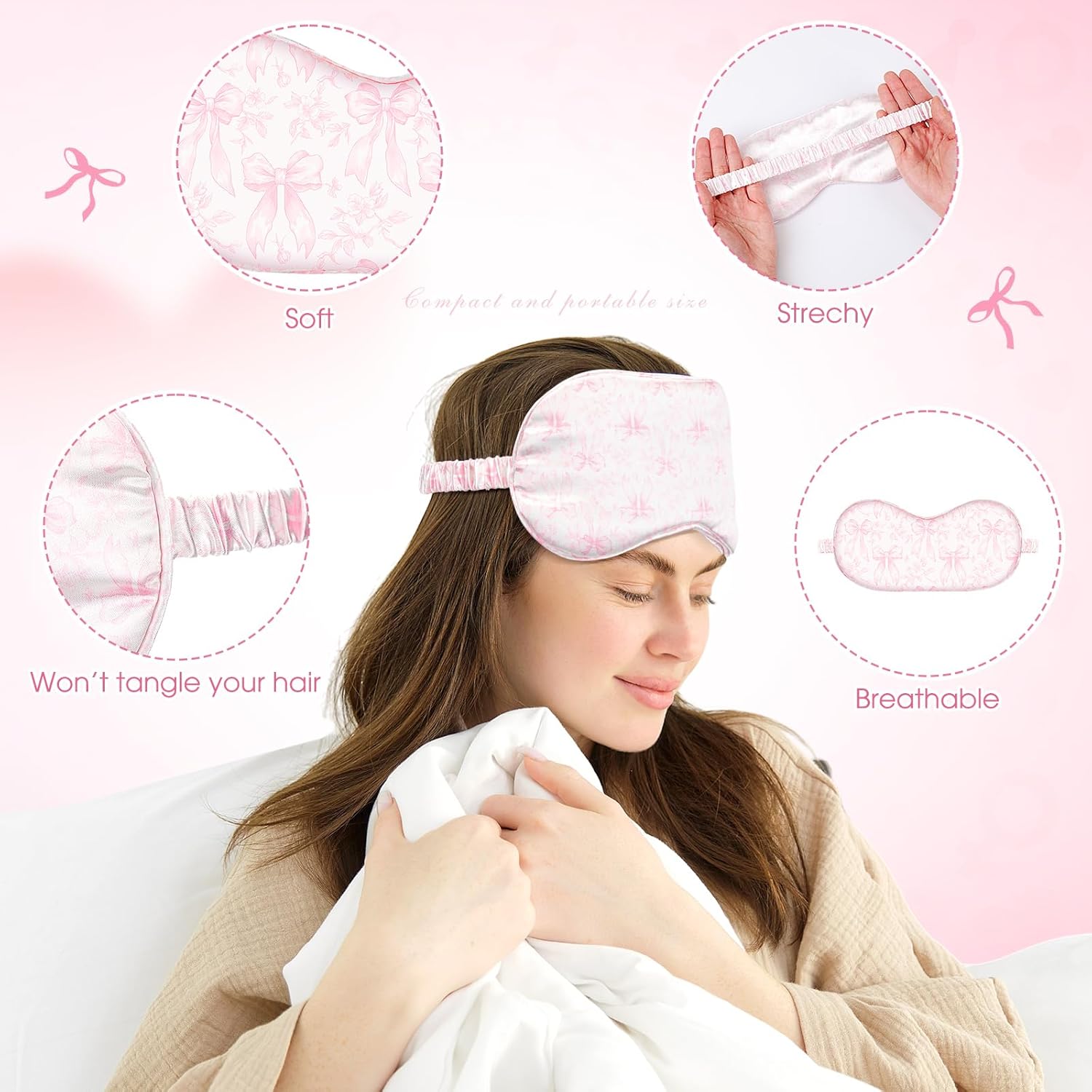 Honeydak シルクスリープマスク 12枚 レディース ガールズ ボウパーティー 記念品 調節可能なアイマスク 誕生日 お泊まり