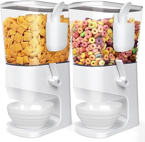 Dispensador de cereales para encimera con cuencos y cucharas, contenedores de cereales para despensa, organizador de aperitivos, contenedor de